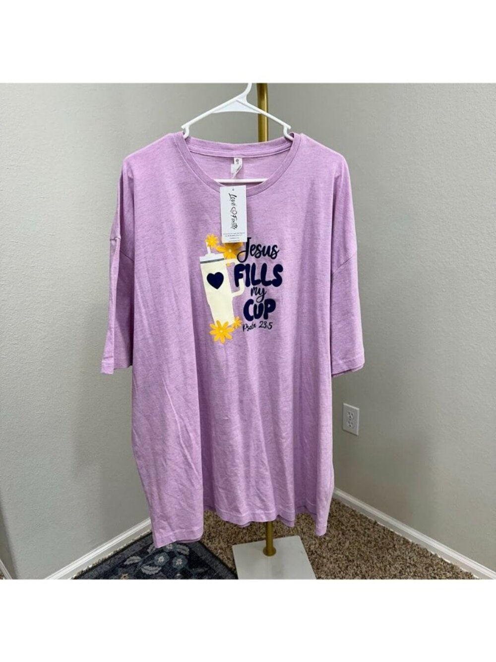 Love In Faith Jesus Fills my Cup Graphic Short Sleeve T Shirt Womens size 3x NEW